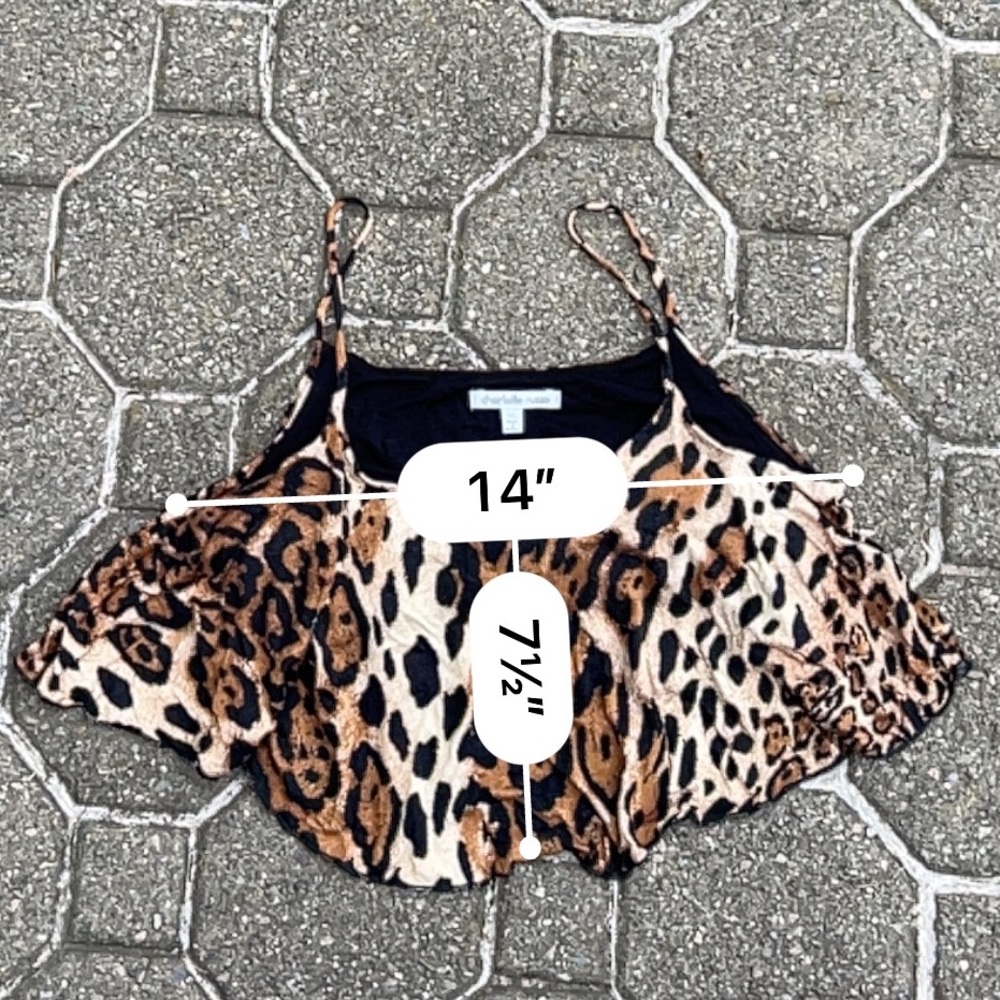 NWOT - CHARLOTTE RUSSE FLOWY LINED CHEETAH PRINT CROP TOP - SIZE XS - Picture 6 of 6